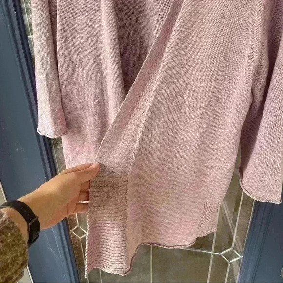 Eileen fisher 100% linen size large lavender mauve 3/4 length cardigan mint cond - Picture 2 of 11